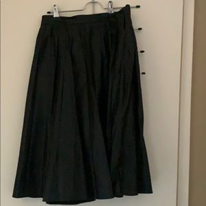 Pleated Leather Midi Skirt